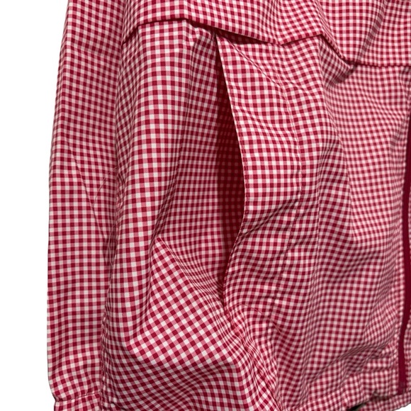 KC Collection Gingham Print Hooded Rain Jacket Pockets Women’s Large - Picture 6 of 16